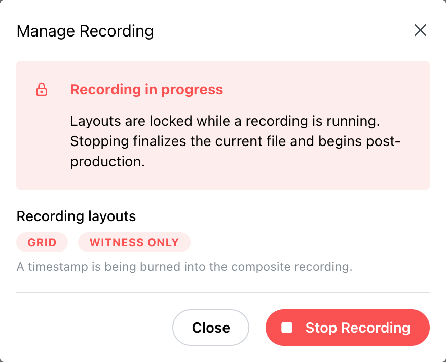 Manage Recording while running, with layouts locked and Stop Recording