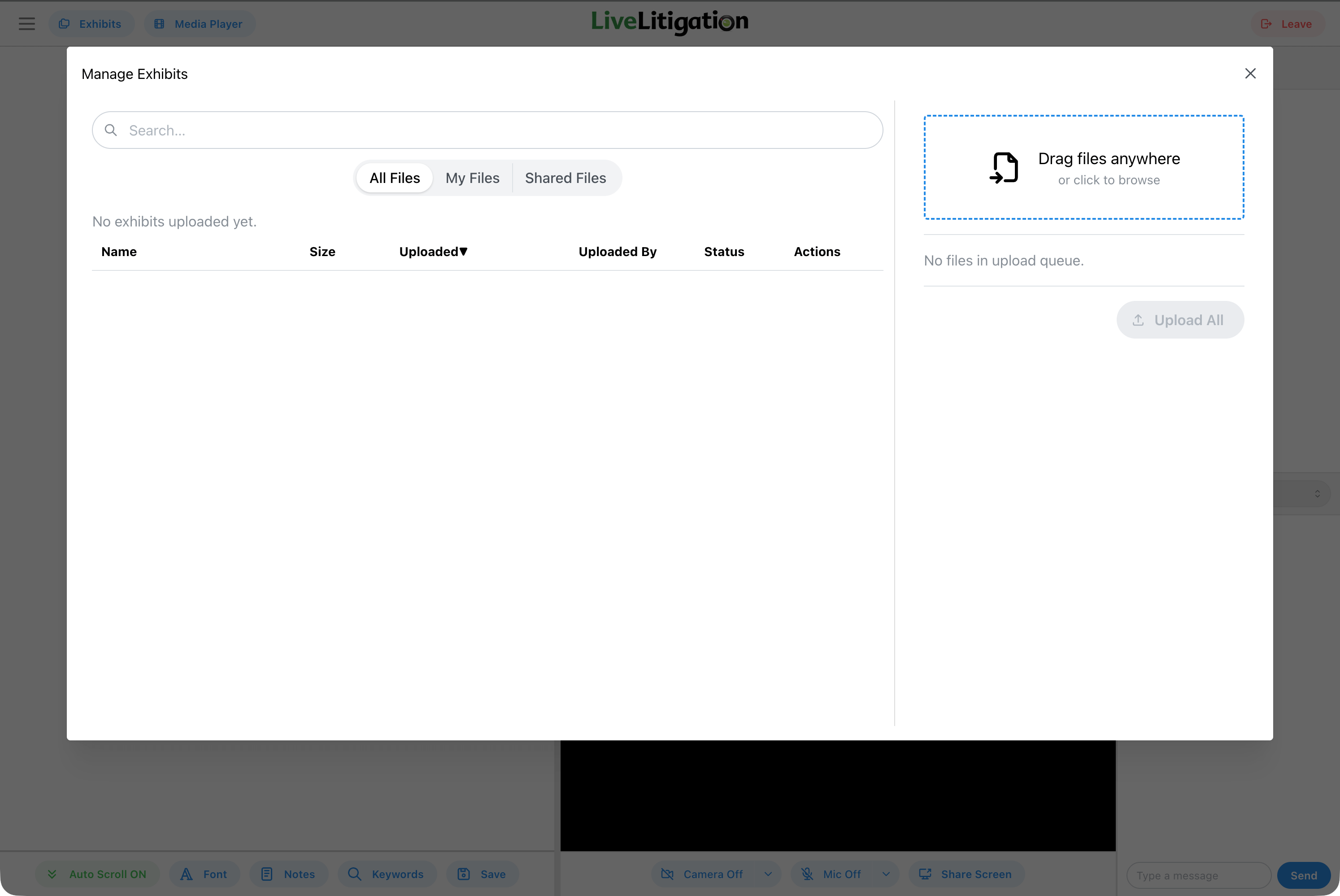 Empty exhibits panel