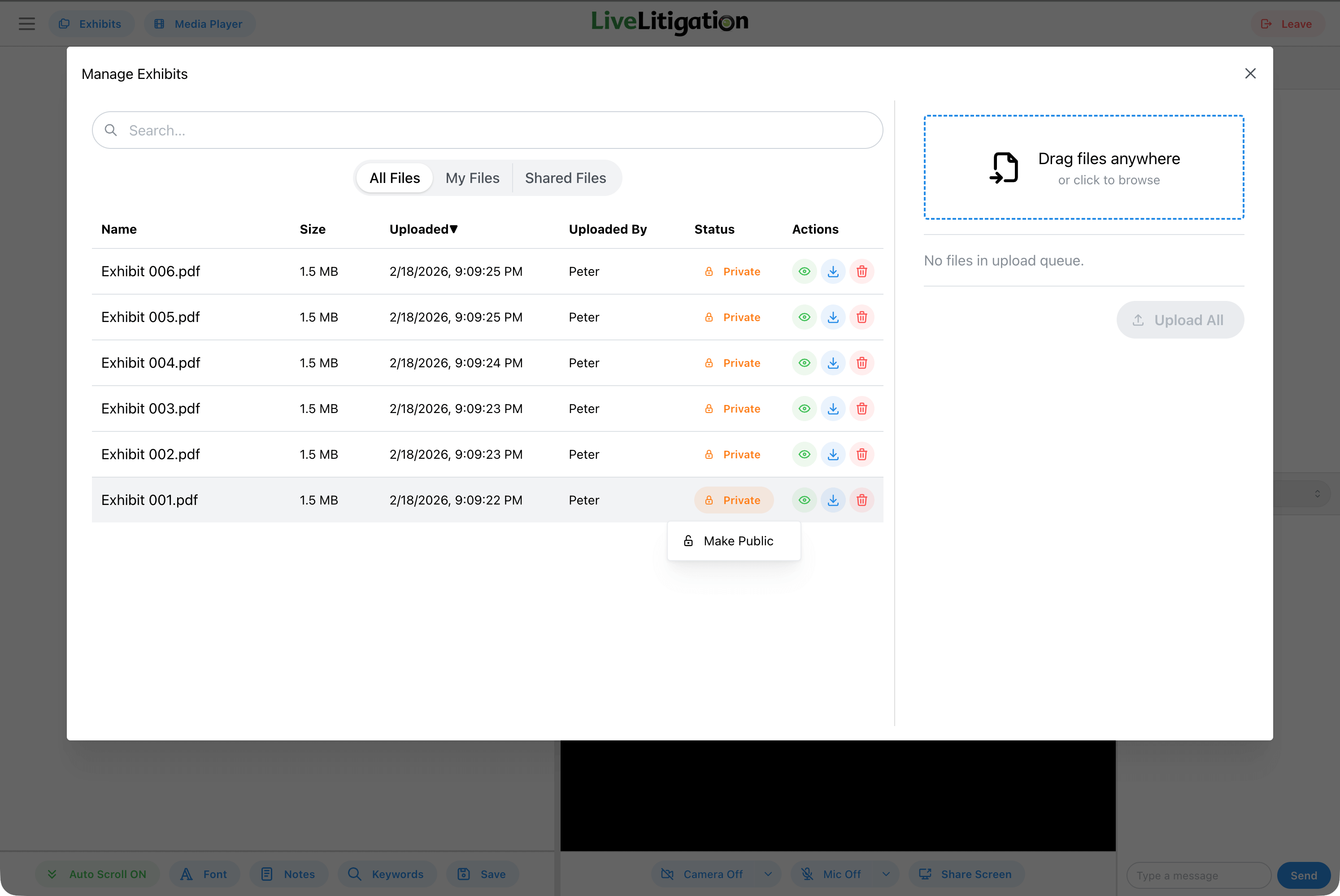 Exhibit privacy settings